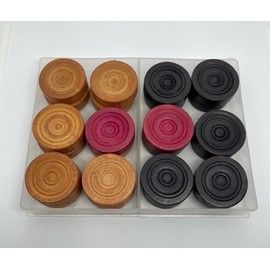 Professional 24 Wooden Carrom Game Coins and Striker Set,Wooden Checkers 24 Pieces + 1 Striker with Striker Case