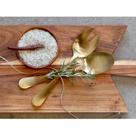 Chic Antique Nordique Salad Servers Set of 2 Gold Stainless Steel Length 24 cm