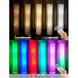 LEONC Floor Lamp with Remote, Tuya Smart 9w×2 Bulbs Included, 65" Smart Modern Floor Lamp with Alexa, Music Sync and 16 Million DIY Colors, RGB Color Changing Standing Lamp for Bedroom Living Room