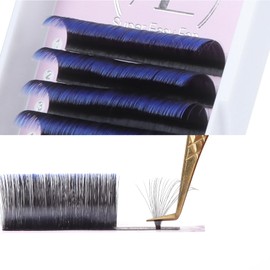 ALLOVE Blue Ombre Colored Eyelash Extension Super Easy Fan Volume Lash Extensions 0.07mm C Curl 15-20mm Mixed Tray Rapid Blooming Colorful Volume Lashes Self Fanning Lash Extension Supplies