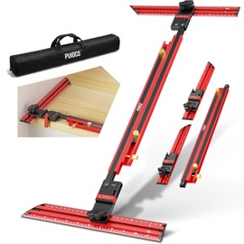 Stair Tread Template Tool - 2025 Integrated Design Stair Tread Jig for Accurately Measuring Stairs, Riser, Partitions, Adjustable Length Solid Aluminum Alloy Stair Gauge with Edge Stops (Red)