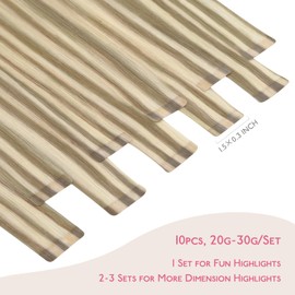 WENNALIFE Tape in Hair Extensions Human Hair Ash Brown with Platinum Blonde Highlights Tape in Extensions, 10pcs 25g 16 inch Remy Invisible Tape Ins Straight Colored Soft Refill Set