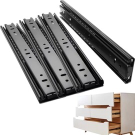 Heavy Duty Drawer Runners, 2 Pair Drawer Runners Cabinet Drawer Slides, Runners Full Extension Ball Bearing Draw Sliders with Ball Bearing Slides 350 mm Side Mount Black