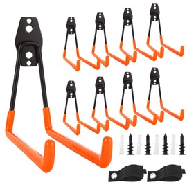DAJAVE 6 Pack Garage Hooks, 7.5 Inch Long Hooks Wall Storage Hooks with 3 Extension Cord Holder Organizer, Heavy Duty Garage Hanger for Garden Tools, Ladders, Bike