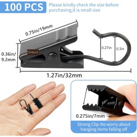 Curtain Clips Hooks, 100 Pack Stainless Iron Drapery Hooks Clips for Hanging Party String Lights Christmas Courtyards Decoration, Art Craft Display, Gutter Tent Camper Awning Hangers (Black)