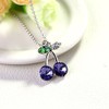 [IUHA] さくらんぼ ネックレス チェリー クリスタル 金属アレルギーと変色防止 アクセサリー ギフト パープル
