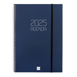 Finocam - Spiral Agenda Opaque 2025 Week to View Horizontal January 2025 - December 2025 (12 months) Spanish Blue