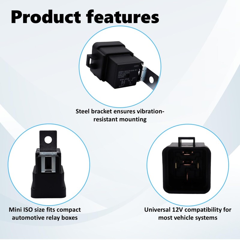 896H-1CH-D1SW-R1 Automotive 30/50A 12VDC 5 PIN Relays Quick Connect