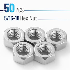 Bates Stainless Steel Hex Nut, 5/16-18, 50 Pack - Stainless, Metal, Hardware Nuts