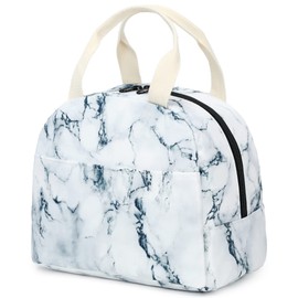 Lunch Bag for Women Girls, Reusable Insulated Picnic Tote Bags for Adults Kids Work School Hiking Beach (Marble)