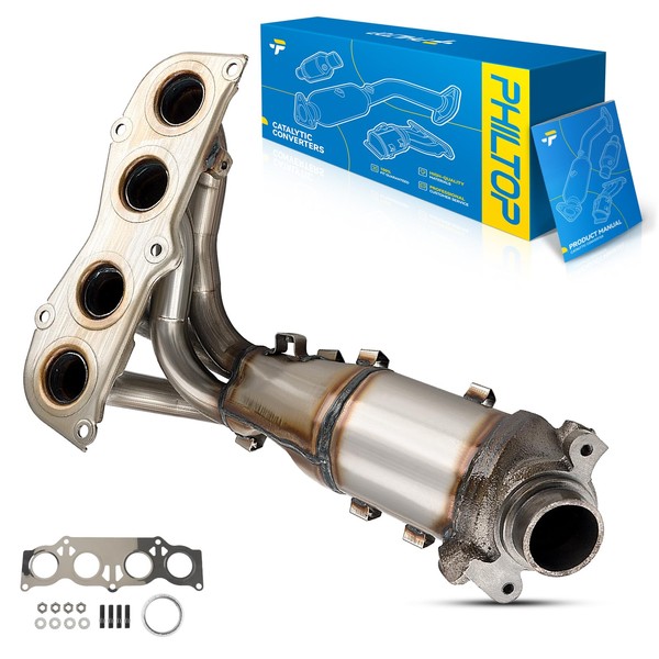 PHILTOP Front Catalytic Converter Kit Direct-Fit Compatible With Toyota 2006-2008