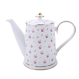 Gracie China by Coastline Imports Pink Rose Bud Porcelain Teapot 34-Ounce, White Pink (054-1)