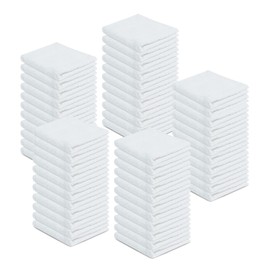 ZUPERIA Cotton Terry Towels Cleaning Cloths, 100% Cotton Terry Cloth Bar Rags White Bar Towels, Multipurpose High Absorbent Pack of 50 (12"x12") Terry Towels for Detailing or Painters (White)