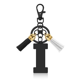 Letter A-Z Keychain with Tassel Initial Letter Keyring for Purse Backpacks Handbags Initial Keychain Gifts for Friend Colleague Anniversary Christmas Birthday Gift Alphabet Initials Keyring (Letter I)