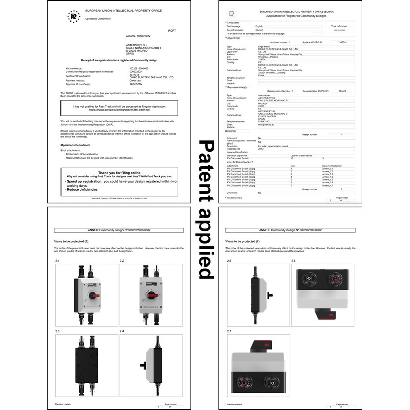 DIHOOL Solar Disconnect Switch,32 Amp DC1200V 4P Isolator,IP66 Outdoor,Cable Glands