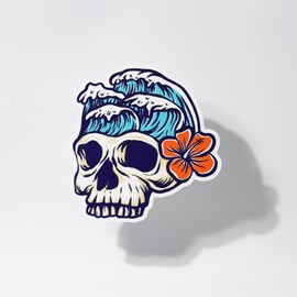 Skull Sticker High Tide Beach Cooler Laptop Tablet Tumbler Cup Car Vehicle Window Bumper Decal Graphic