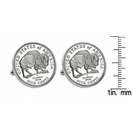 Westward Journey 2005 Bison Jefferson Nickel Silvertone Bezel Cuff Links