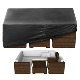 VEVOR Patio Furniture Cover, 420D Heavy Duty Waterproof Outdoor Dining Table and Chairs Cover, Large Squre Patio Table Covers with Air Vent for All Weather, 94L x 94W x 28H inch, Black