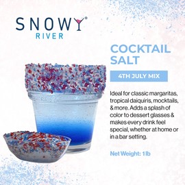 Snowy River 4th July Cocktail Salt Blend - All Natural Rimming Salt for Margaritas & Cocktails, Culinary & Decorative Salt with Sweet & Savory Overtones (1lb Bag)