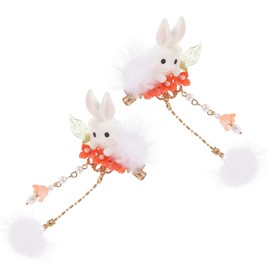 Gadpiparty 1pair Cute Bunny Hairpins Pompom and Tassel Design Adorable Easter Hair Accessories for Girls for School Parties and of Vintage Clips
