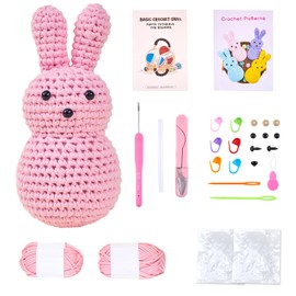 Tintnut Pink Crochet Kit for Beginners,Amigurumi Craft,Easy Beginner Crochet Kit for Kids and Adults,Craft Knitting Starter kit with Step-by-Step Video tutorials,Great Gift for Various Holidays
