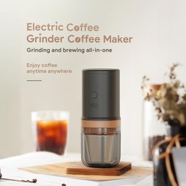 Portable Electric Coffee Grinder, 25 Gears Adjustable Conical Burr Coffee Bean Grinder USB Rechargeable Stainless Steel Espresso Coffees Maker with Filter Holder Type-C Cable for Home Travel