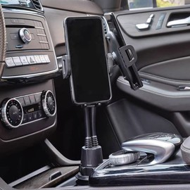 Car Cup Holder Phone Mount for Car Australia, Long Neck Design with Adjustable Base & Clamping Arms, Universal Car Phone Holder for 4.0-7.0 Inch Smartphones, No Suction Cup Car Accessories
