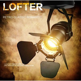 Jorunhe Vintage Ceiling Spotlight Fixture E27 Spot Light Industiral Spot Wall/Ceiling Light Adjustable Metal Pendant Lighting (Fixed Style)