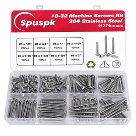 #8-32 Machine Screws,112Pcs Machine Screws Assortment kit Assorted 1/2 to 2inch Long,304 Stainless Steel Phillips Pan Head Screws Bolts for Electrical Wall Socket,Household Repairs,Machine Screws