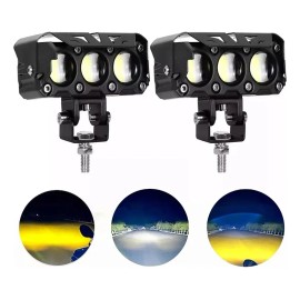 2pzs Faros Auxiliares 3 Modos Doble Color Led Para Auto Moto