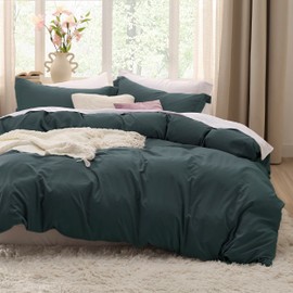 Bedsure Forest Green Duvet Cover Queen Size - 3 Pieces Prewashed Extra Soft Bedding Set, Includes 1 Duvet Cover 90x90 Inches with Zipper Closure & 2 Pillow Shams, Comforter Not Included
