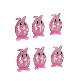 6 Pink Bunnies Fillable Plastic Easter Eggs