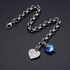 IEFWELL Silver Heart Initial Chain Bracelet - Adjustable Butterfly Bracelet