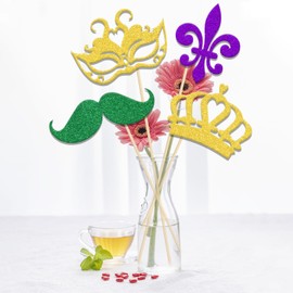 Golden Birthday Party Centerpiece Sticks, Happiness Fiesta Birthday Party Supplies Gold Purple Green 12 Pieces