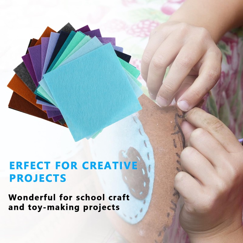 60 Pcs Coloured Felt Fabric Sheets, Assorted Polyester Soft Thick