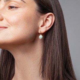 Kleine Goldcreolen mit Anhänger • 18k vergoldete Edelstahl Ohrringe mit Charm in mint zum Wechseln • nickelfrei & wasserfest • MIX AND MATCH • Ø 12 mm