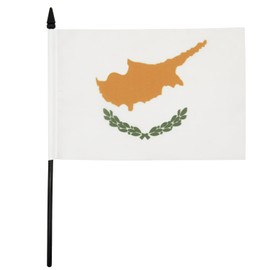 Cyprus Table Flag 5'' x 8'' - Cypriot Desk Flag 21 x 14 cm - Black plastic stick and base - Drapeau Chypre AZ FLAG