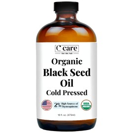 Black Seed Oil Organic Cold Pressed Unrefined Glass Bottle | USDA Certified Organic Black Cumin Seed Oil | High Thymoquinone Omega 3 6 9 | for Immune Support, Joints, Digestion, Hair, Skin | 16 Fl oz