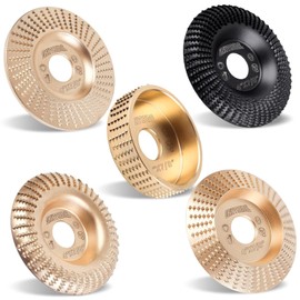 ORIXTREME 5Pcs 4 Inch HIGH Temperature Hardening Wood Carving Disc Grinding Wheel Set Wood Shaping Wheel Wood Grinding Shaping Disc for Angle Grinder with 7/8" -5/8" Arbor