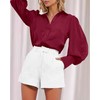 BTFBM Women Satin Button Down Shirts Summer Fall Lantern Long