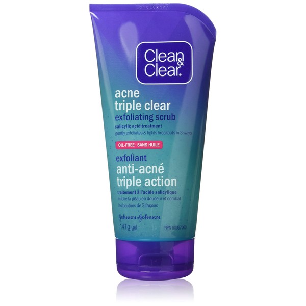 Clean & Clear Acne Triple Clear Exfoliating Facial Scrub With Salicylic Acid, 141g