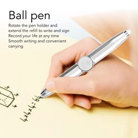 RiToEasysports Fidget Pen Spinner Pen, Help Thinking Ballpoint Pen with LED Light for Business Adults, Students and Children Stress Relief (Silver)