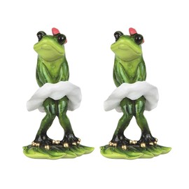 ICE ARMOR 2-PC Gift Set 5" H Baby Girl Frog with White Skirt Statue Animal Figurine Statue Ornament Home Room Office Decor Ideas for Housewarming, Holidays and Birthdays