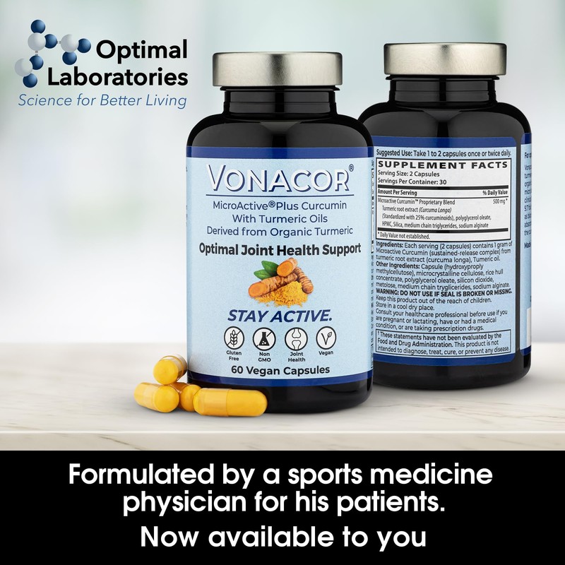 Vonacor, Highly Absorbable MicroActive Curcumin with Turmeric Oil Extract 500mg