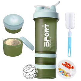 Botella para Proteina de Coctelera, MUYUYU 650ML/22OZ Protein Shaker con Caja medicamentos y almacenamiento para proteína en polvo, Mezcladoras de Mal