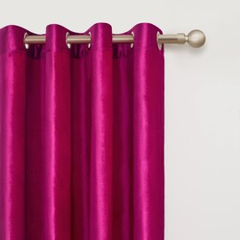 BULBUL Living Room Velvet Window Curtains 96 inch Length- 2 Panels Hot Pink Blackout Window Drapes Curtain Thermal Insulated Room Darkening Decor Grommet Curtains for Bedroom