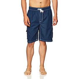 Asbury Threadz Men's Mako Core Performance Elastic Waist Swim Trunk, Navy, Small