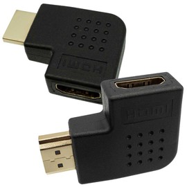[Set of 2] HDMI Version 1.4 Compatible, L-Shaped Converter, Left Angle, HDMI Extension Plug, HDMI Horizontal, Male to Female, SHDM-HDMFLL-2P