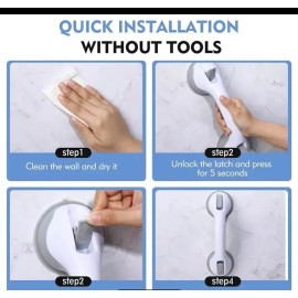 Unbranded 2 (Two) Grip Tub Shower Bar  Bath Safety Handle Suction Cup Hand Grab. Lot#