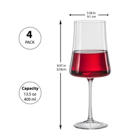 Biandeco Wine Glasses Set of 4 | 13.5oz Hand-Blown Bohemia Titanium Crystal Goblets, Lead-Free Elegant Glassware for Red & White Wine